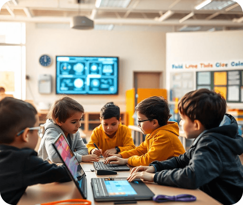Children learning in a classroom